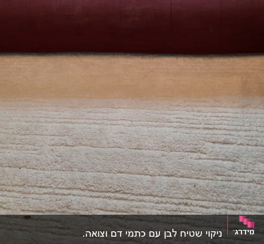 שטיח חצי נקי ליד ספה
